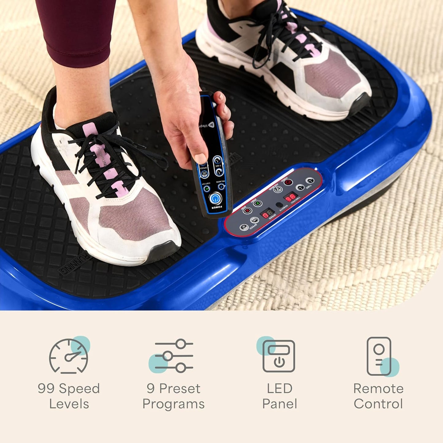 Waver Vibration Plate Exercise Machine – High-Intensity Vibration for Muscle Activation, Full-Body Workout Vibrating Platform with Loop Bands, Fitness Equipment for Strength Toning & Fat Loss