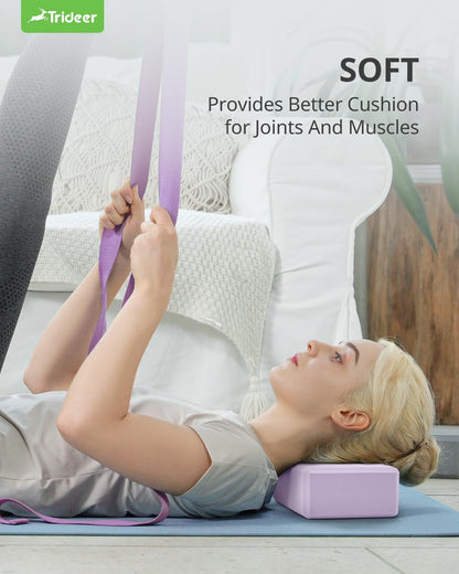 Yoga Blocks 2 Pack – Premium Soft Non-Slip Foam for Better Alignment and Stretching in Yoga, Pilates, and Dance – Supportive, Lightweight, Odor Resistant, Latex-Free, 9"X6"X3"