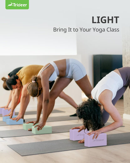 Yoga Blocks 2 Pack – Premium Soft Non-Slip Foam for Better Alignment and Stretching in Yoga, Pilates, and Dance – Supportive, Lightweight, Odor Resistant, Latex-Free, 9"X6"X3"