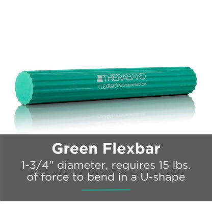 Flexbar, Tennis Elbow Therapy Bar, Relieve Tendonitis Pain & Improve Grip Strength, Resistance Bar for Golfers Elbow & Tendinitis, Green, Medium, Intermediate