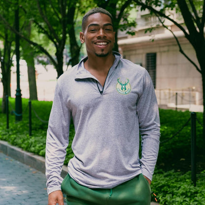 Men'S NBA Quarter Zip Long Sleeve Pullover T-Shirt