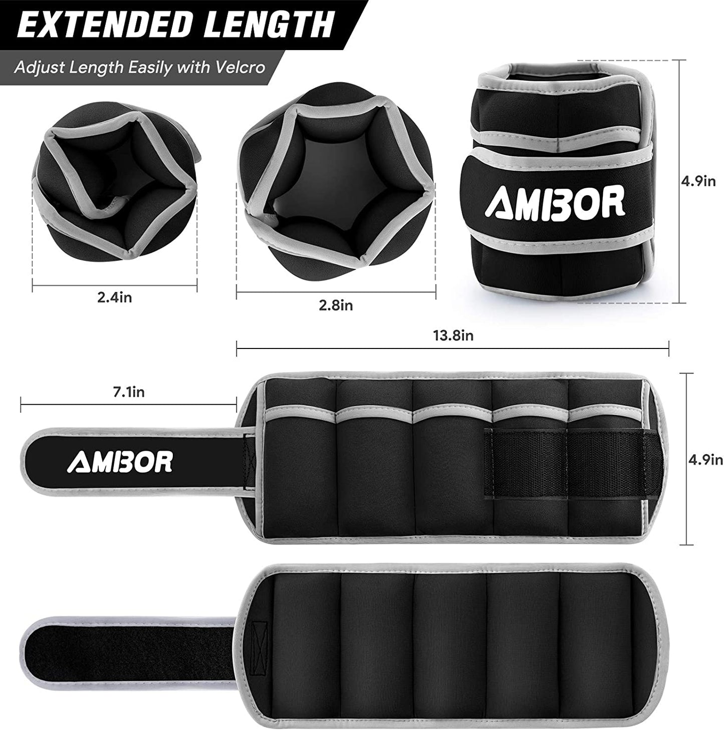 YYOJ  Ankle Weights, Adjustable Leg Weights Straps for Exercise, Wrist Weight Set for Women and Men