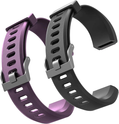 Id115Plus HR Very Fit Pro Bands Replacement Strap for Veryfitpro, Letscom, Lintelek Fitness Trackers - Purple and Black
