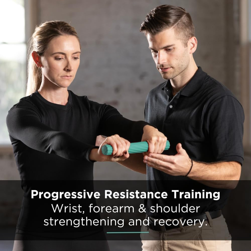 Flexbar, Tennis Elbow Therapy Bar, Relieve Tendonitis Pain & Improve Grip Strength, Resistance Bar for Golfers Elbow & Tendinitis, Green, Medium, Intermediate