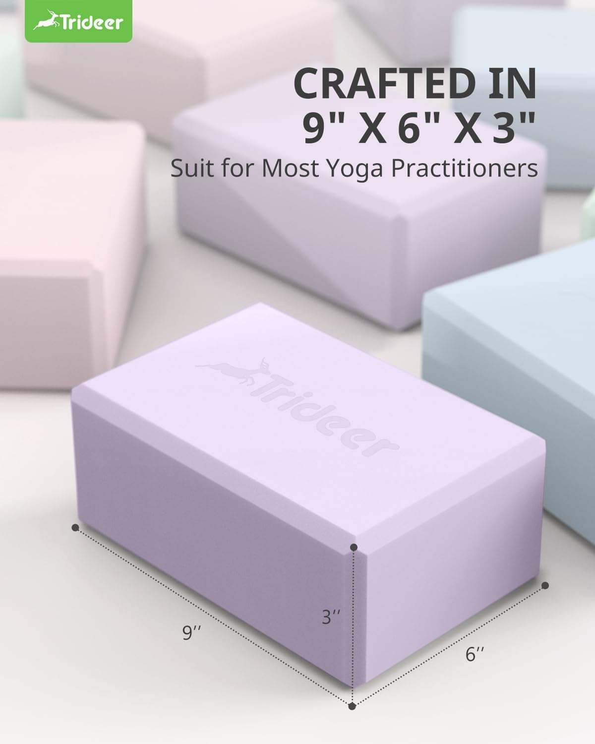 Yoga Blocks 2 Pack – Premium Soft Non-Slip Foam for Better Alignment and Stretching in Yoga, Pilates, and Dance – Supportive, Lightweight, Odor Resistant, Latex-Free, 9"X6"X3"